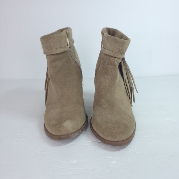 Jessica Simpson Tan Suede Leather Tassel Ankle Bootie Size 6.5 - Picture 2 of 9